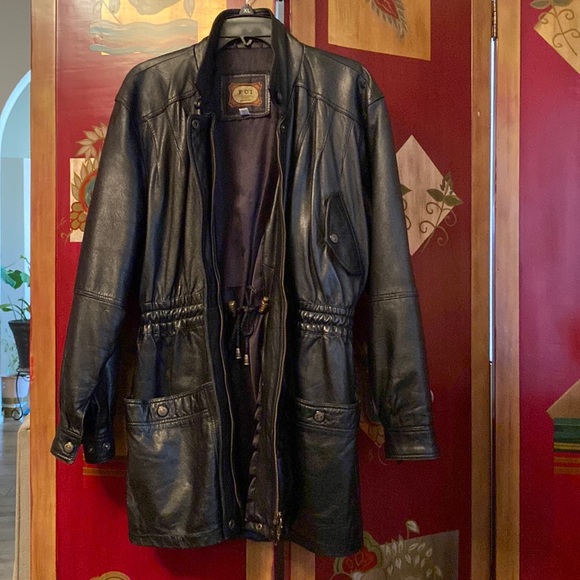Vintage Heavyweight Leather Coat By F C I Leather Garments. See Pics! SZ L - Picture 1 of 15